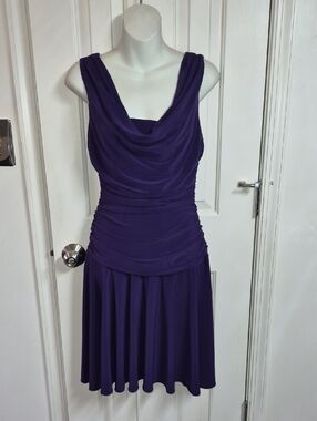 dressbarn Sleeveless Cowl Neck Midi Dress in Deep Purple